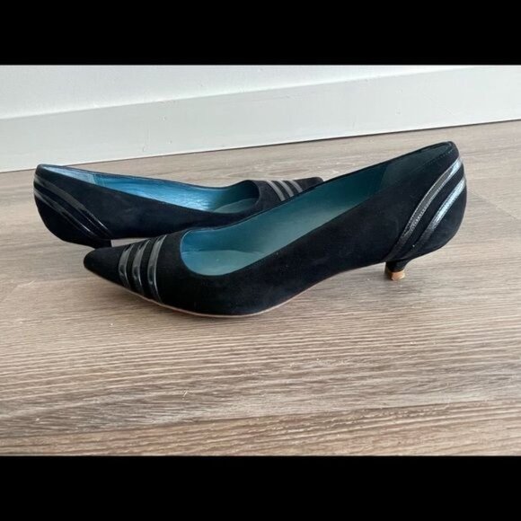 MARC JACOBS Black Suede & Leather Kitten Heel Pointed Toe Size 6 - Picture 14 of 16